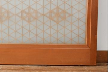 中古　美品　両面ガラス　繊細な組子細工が凛とした印象を放つ全面組子入りガラス戸2枚セット(引き戸、建具)(R-057461)