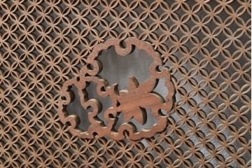 アンティーク建具　和の情緒あふれる、極めて細かい組子欄間1枚(明り取り、明かり取り)(R-057463)