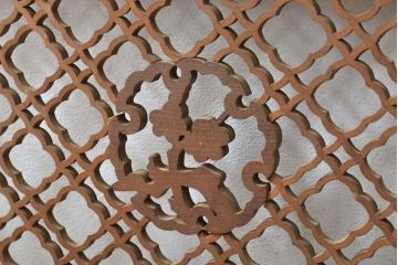 アンティーク建具　和の情緒あふれる、極めて細かい組子欄間1枚(明り取り、明かり取り)(R-057464)