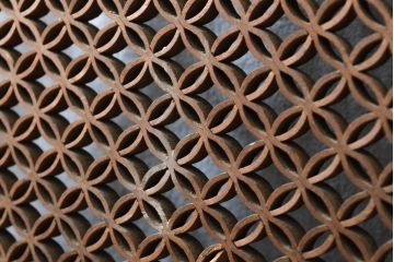 アンティーク建具　和の情緒あふれる、極めて細かい組子欄間1枚(明り取り、明かり取り)(R-057464)