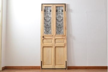 フランスアンティーク　オーク材　アイアンフェンスがお洒落なアクセントになるドア1枚(扉、木製ドア、建具)(R-057465)