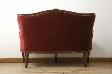中古　美品　イタリア家具　彫刻の素晴らしいクラシカルな2人掛けソファ(定価約60万円)(二人掛け、2P)(R-057468)