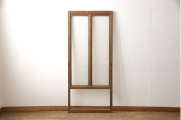 アンティーク建具　インテリア好きさんに人気の銀モールガラス入り!レトロな引き戸1枚(建具、ガラス戸、引き戸)(R-057480)