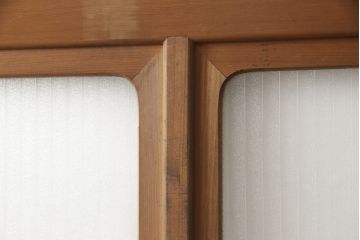 アンティーク建具　インテリア好きさんに人気の銀モールガラス入り!レトロな引き戸1枚(建具、ガラス戸、引き戸)(R-057480)