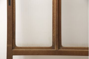 アンティーク建具　インテリア好きさんに人気の銀モールガラス入り!レトロな引き戸1枚(建具、ガラス戸、引き戸)(R-057480)