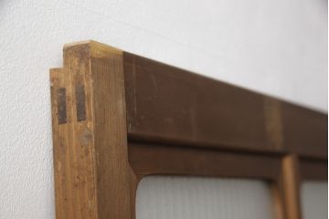 アンティーク建具　インテリア好きさんに人気の銀モールガラス入り!レトロな引き戸1枚(建具、ガラス戸、引き戸)(R-057480)