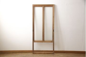アンティーク建具　インテリア好きさんに人気の銀モールガラス入り!レトロな引き戸1枚(建具、ガラス戸、引き戸)(R-057480)