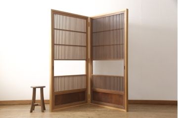 アンティーク建具　上質な和を演出してくれる格子戸リメイク衝立て(パーテーション、つい立て)(R-057482)