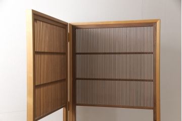 アンティーク建具　上質な和を演出してくれる格子戸リメイク衝立て(パーテーション、つい立て)(R-057482)