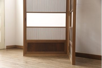 アンティーク建具　上質な和を演出してくれる格子戸リメイク衝立て(パーテーション、つい立て)(R-057482)