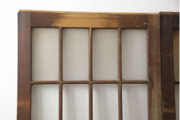 アンティーク建具　腰板ケヤキ材(欅)　背の高い立派なガラス戸2枚セット(玄関戸、店舗引き戸)(R-057483)