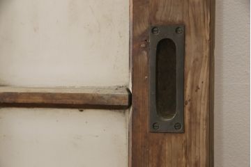 アンティーク建具　腰板ケヤキ材(欅)　背の高い立派なガラス戸2枚セット(玄関戸、店舗引き戸)(R-057483)