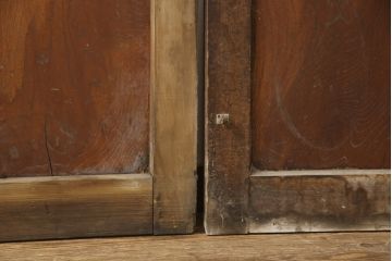 アンティーク建具　腰板ケヤキ材(欅)　背の高い立派なガラス戸2枚セット(玄関戸、店舗引き戸)(R-057483)