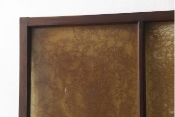 アンティーク建具　特注品　総欅(ケヤキ)材　ケヤキの引き戸は珍しい!!高級ガラス戸2枚セット(引き戸)(R-057484)