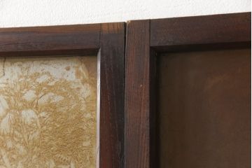 アンティーク建具　特注品　総欅(ケヤキ)材　ケヤキの引き戸は珍しい!!高級ガラス戸2枚セット(引き戸)(R-057484)