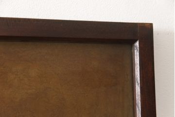 アンティーク建具　特注品　総欅(ケヤキ)材　ケヤキの引き戸は珍しい!!高級ガラス戸2枚セット(引き戸)(R-057484)