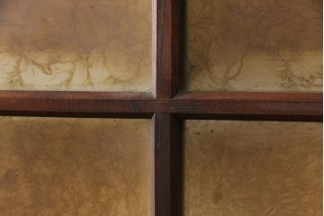 アンティーク建具　特注品　総欅(ケヤキ)材　ケヤキの引き戸は珍しい!!高級ガラス戸2枚セット(引き戸)(R-057484)