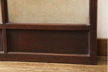 アンティーク建具　特注品　総欅(ケヤキ)材　ケヤキの引き戸は珍しい!!高級ガラス戸2枚セット(引き戸)(R-057484)