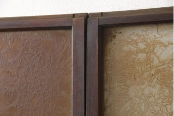 アンティーク建具　特注品　総欅(ケヤキ)材　ケヤキの引き戸は珍しい!!高級ガラス戸2枚セット(引き戸)(R-057484)