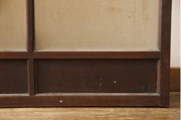 アンティーク建具　特注品　総欅(ケヤキ)材　ケヤキの引き戸は珍しい!!高級ガラス戸2枚セット(引き戸)(R-057484)