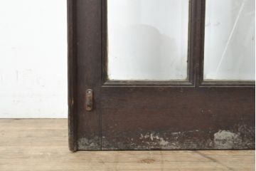 アンティーク建具　希少デザイン!ドアノブのお洒落なフォルムにも注目!ユニークなステンドグラス入りドア1枚(扉、ガラスドア)(R-057504)