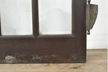 アンティーク建具　希少デザイン!ドアノブのお洒落なフォルムにも注目!ユニークなステンドグラス入りドア1枚(扉、ガラスドア)(R-057504)