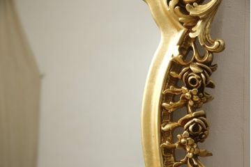 中古　イタリア　SILIK(シリック)　ロココ調の細やかで豪華な彫刻が見事!存在感を放つウォールミラー(壁掛け鏡)(定価35万円)(R-057506)