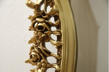 中古　イタリア　SILIK(シリック)　ロココ調の細やかで豪華な彫刻が見事!存在感を放つウォールミラー(壁掛け鏡)(定価35万円)(R-057506)