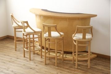 超美品!　新品同様　松創　モダンで品のある佇まいが美しいバーカウンターセット(定価約250万円)(カウンターテーブル)(R-057508)