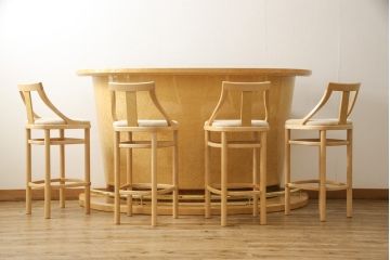 超美品!　新品同様　松創　モダンで品のある佇まいが美しいバーカウンターセット(定価約250万円)(カウンターテーブル)(R-057508)