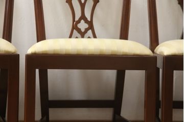 中古　美品　IDC大塚家具取り扱い　アメリカ高級家具　COUN CILL(カウンシル)(カンセル)　マホガニー材　ダイニングチェア4脚セット(4脚定価 約32万円)(椅子、イス)(R-057510)