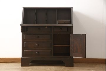 中古　北海道民芸家具　上質な作りが魅力のライティングビューロー(机、在宅ワーク、在宅用引き出し、ワークデスク)(定価約34万円)(R-057531)