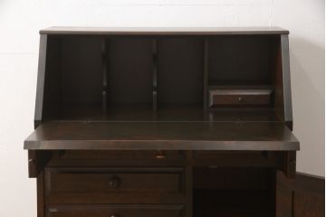 中古　北海道民芸家具　上質な作りが魅力のライティングビューロー(机、在宅ワーク、在宅用引き出し、ワークデスク)(定価約34万円)(R-057531)