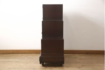 中古　美品　仙台民芸箪笥(仙台箪笥)　欅産業　漆塗　インテリアとして個性が光る階段車箪笥(階段箪笥、和箪笥、和タンス、収納箪笥)(定価約48万円)(R-057534)