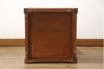中古　美品　ニレ材　収納スペース付きで使い勝手抜群のダイニングチェア(椅子、板座チェア)(R-057536)