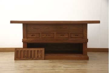 中古　美品　ニレ材　木の温もりを存分に感じられる囲炉裏テーブル(ダイニングテーブル、木製火鉢)(R-057539)