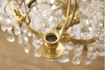 フランスアンティーク　キャンドルホルダー付き!きらびやかな装飾が魅力的なシャンデリア(天井照明、吊り下げ照明)(R-057547)