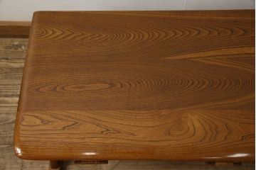 中古　最高級!指物工芸家具　駿河工芸　総欅(ケヤキ)無垢材　品を感じさせる佇まいが魅力的な文机(座机、ローテーブル、センターテーブル)(R-057550)