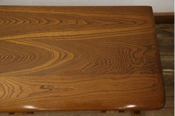 中古　最高級!指物工芸家具　駿河工芸　総欅(ケヤキ)無垢材　品を感じさせる佇まいが魅力的な文机(座机、ローテーブル、センターテーブル)(R-057550)