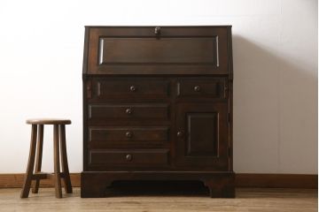 中古　北海道民芸家具　上質な作りが魅力のライティングビューロー(定価約34万円)(机、在宅ワーク用デスク、ワークデスク、引き出し)(R-057558)