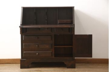 中古　北海道民芸家具　上質な作りが魅力のライティングビューロー(定価約34万円)(机、在宅ワーク用デスク、ワークデスク、引き出し)(R-057558)