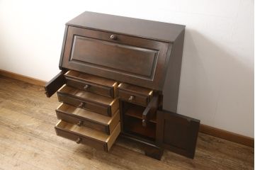 中古　北海道民芸家具　上質な作りが魅力のライティングビューロー(定価約34万円)(机、在宅ワーク用デスク、ワークデスク、引き出し)(R-057558)