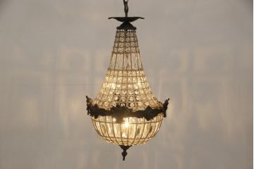 ビンテージ照明　フランスヴィンテージ　華やかな装飾が美しいシャンデリア(吊り下げ照明、天井照明)(R-057560)
