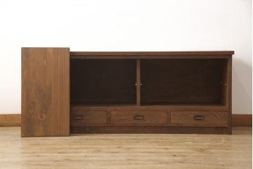 ラフジュ工房オリジナル　古建具リメイク　昭和初期　レトロで落ち着きのある和の雰囲気を高めるテレビ台(テレビボード、ローボード、収納棚、リビングボード、戸棚)(R-057567)