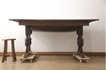 イギリスアンティーク　オーク材　超激レア!!ダイニングテーブルとソファになる2way家具(二人掛けソファ、2人掛け)(R-057569)