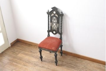 イギリスアンティーク　最高級!!　もはや芸術品!!　凝った造りと精緻な象嵌細工が目を惹くチェア(椅子、ダイニングチェア、イス)(R-057574)