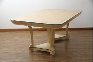 中古　サァラ麻布取り扱い　アメリカ最高級ブランド　センチュリー(CENTURY)　天板バーズアイ　モダンなデザインが魅力の特大エクステンションダイニングテーブル(エクステンションテーブル)(定価約200万円)(R-057577)