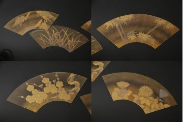 中古　美品　輪島塗り　在銘有り　繊細な扇の図柄が気品を感じさせる座卓(定価140万円)(ローテーブル、センターテーブル)(R-057583)