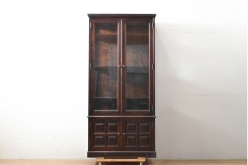 中古　希少な廃盤品!!　北海道民芸家具　OM158　落ち着きのある上品な空間づくりにおすすめの飾り棚(収納棚、キャビネット、陳列棚、店舗什器)(R-057585)