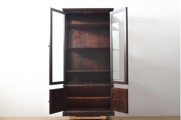 中古　希少な廃盤品!!　北海道民芸家具　OM158　落ち着きのある上品な空間づくりにおすすめの飾り棚(収納棚、キャビネット、陳列棚、店舗什器)(R-057585)